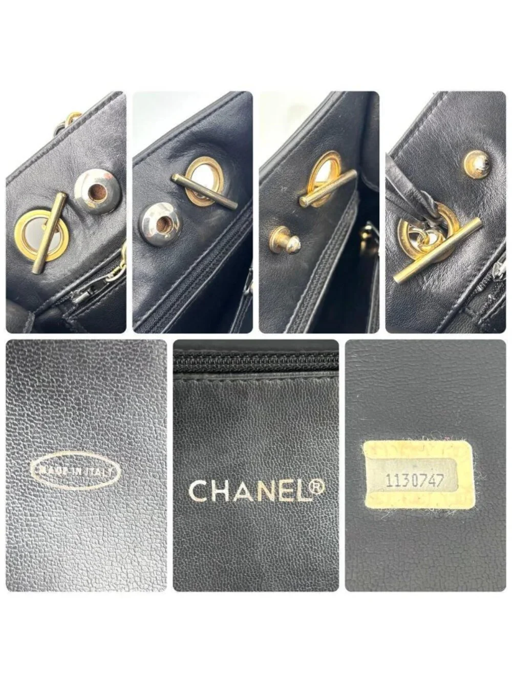 Chanel Quilted Lambskin Chain Shoulder Bag Black Gold